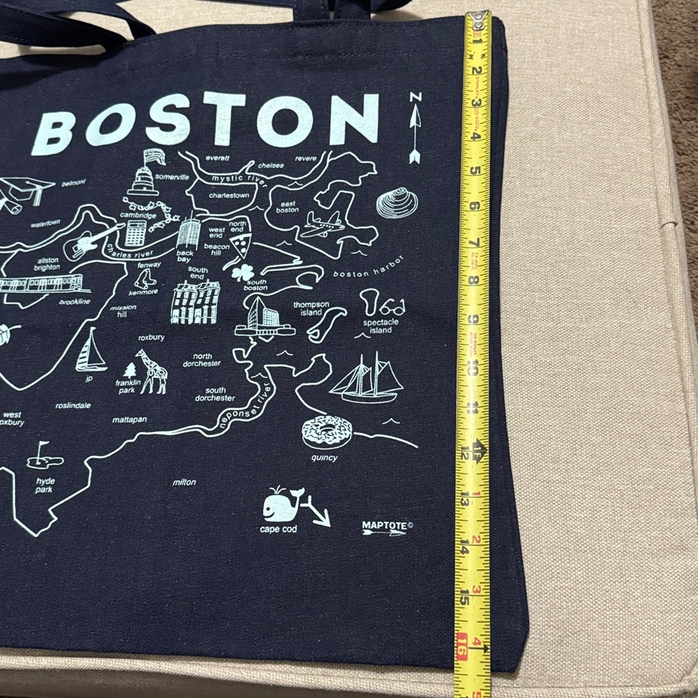 LIKE NEW Boston Tourist Souvenir Tote-Cotton-Navy-White Logo/Single Side - Picture 6 of 12